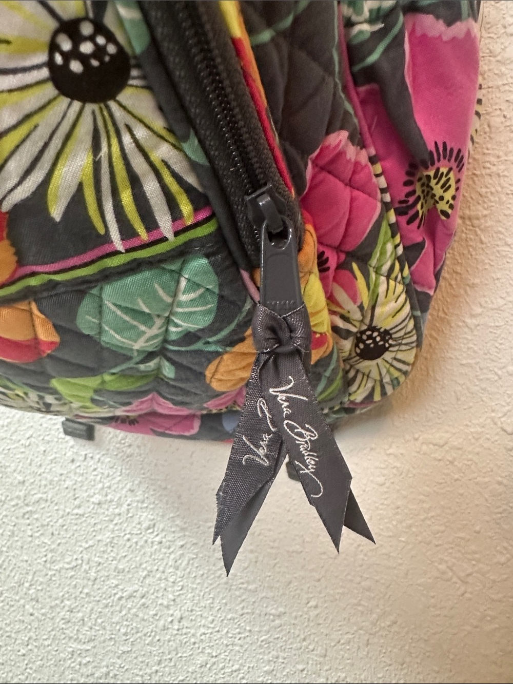 Vera Bradley Black Multi Floral Quilted Backpack with “Jazzy blooms” - Picture 9 of 13